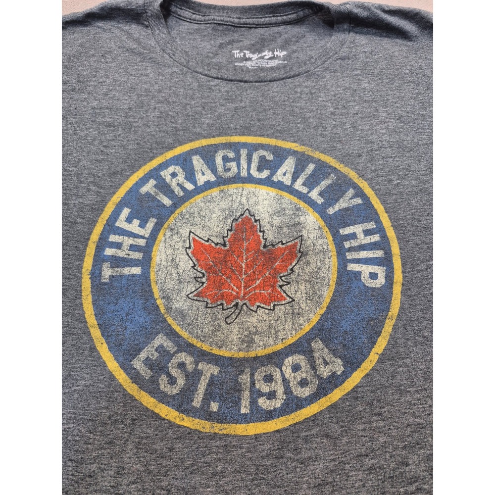 The Tragically Hip Mens 2XL Gray T Shirt Est 1984 Maple Leaf Canada Rock Band